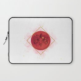 Chinese Aries Zodiac Sign | Red, Black and Gold | Watercolor Constellation | Aesthetic Illustration Laptop Sleeve