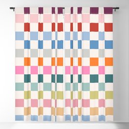 Checkered Retro Colorful Check Pattern Blackout Curtain