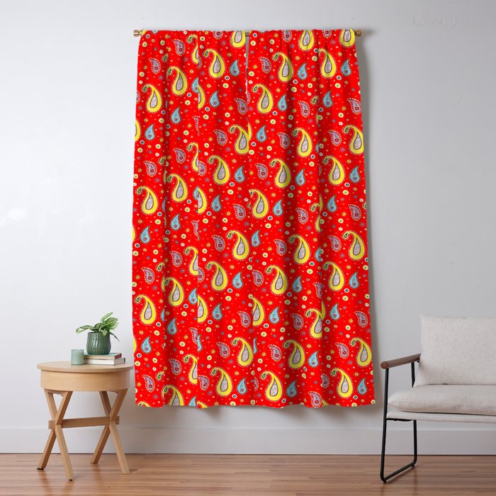 Paisley Red Blackout Curtain By Zazamen Society6