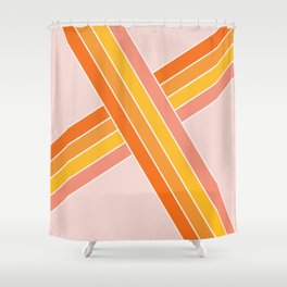 Pink, yellow and orange retro stripes Shower Curtain