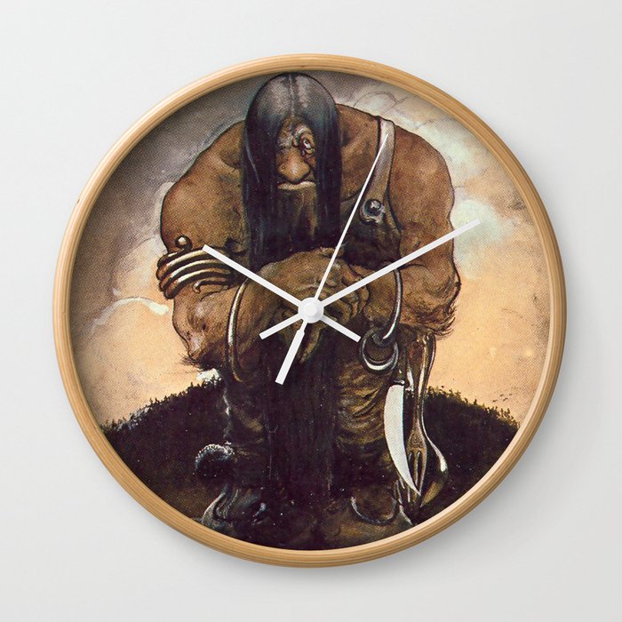 “Old Mountain Troll” John Bauer Watercolor Wall Clock