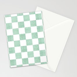 Elegant Teal Silver Glitter Chevron Checkers Pattern Stationery Card
