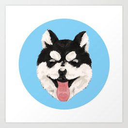Happy Husky Puppy Art Print