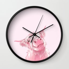 Highland Cow Pink Wall Clock