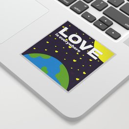 Love is everywhere. Planet with heart stars Sticker