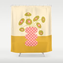 Retro Starry Pilea Shower Curtain