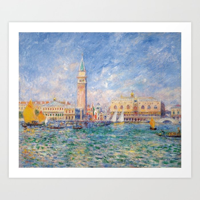 The Palace of the Doge's & St. Mark's Square Venice Italy landscape painting by Pierre Renoir Art Print