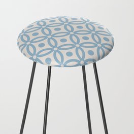 Pretty Intertwined Ring and Dot Pattern 629 Blue and Linen White Counter Stool