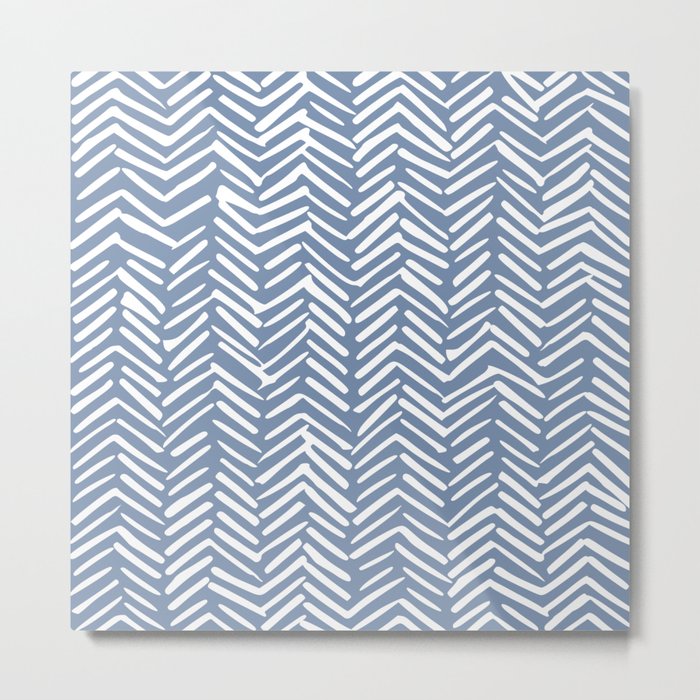 Abstract Herringbone Pattern, Rustic, Blue and White
