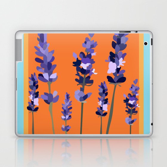 Lavender Design Pattern on Turquoise and Orange Laptop & iPad Skin