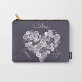 Pastel purple romantic heart of roses Carry-All Pouch | Violet, Handdrawn, Romantic, Floral, Heart, Typography, Spring, Roses, Bouquet, Purple 