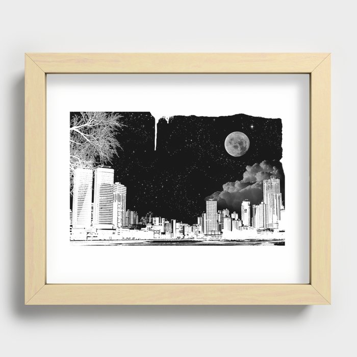The city at night.. Recessed Framed Print