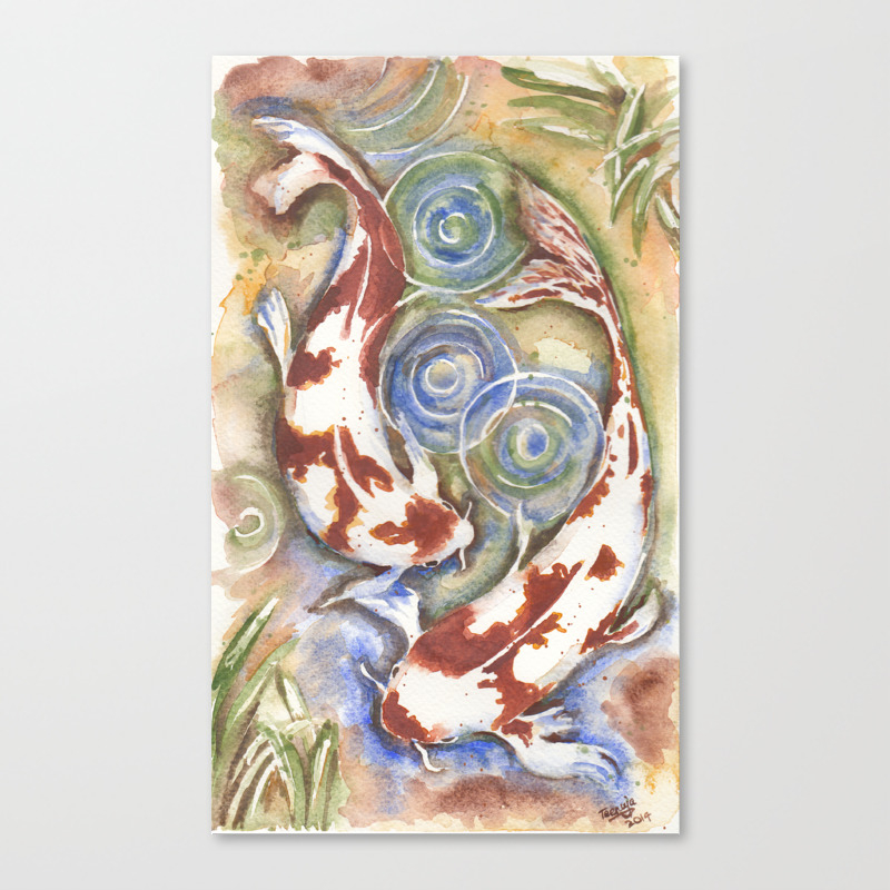 Koi Fish Watercolor Painting Canvas Print By Teenujadahari Society6
