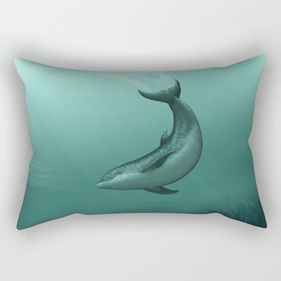 "Siren of the Lagoon" by Amber Marine ~ Indian River Lagoon Bottlenose Dolphin Art, (c) 2015 Rectangular Pillow