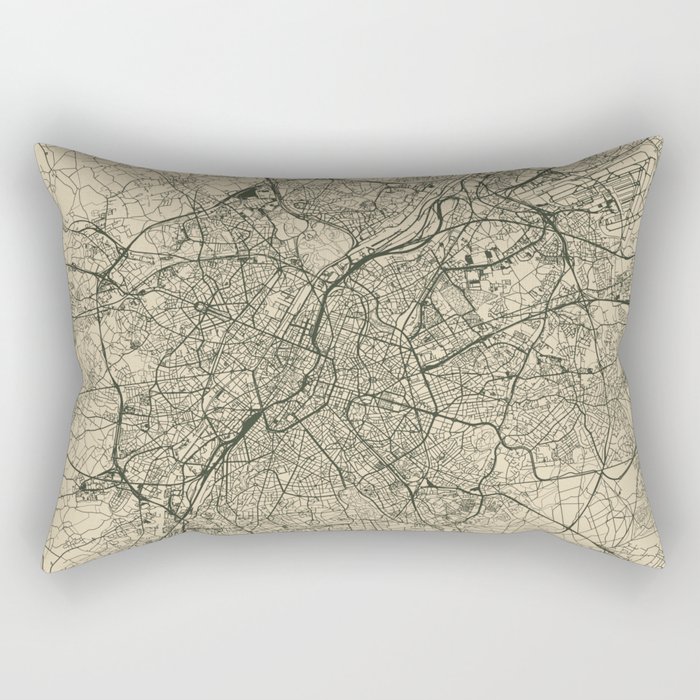Brussels - Vintage Belgium Map - Retro Rectangular Pillow