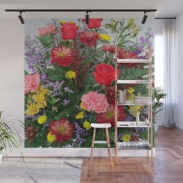 Vivid Bouquet Floral Arrangement Brightly Colored Wall Mural