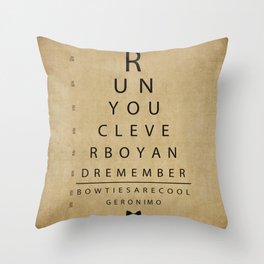 Run You Clever Boy - Doctor Who Inspired Vintage Eye Chart Throw Pillow