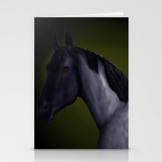 Blue Roan Dappled With Yellow Green Background Stationery Cards By Jessicascreativeutopian Society6