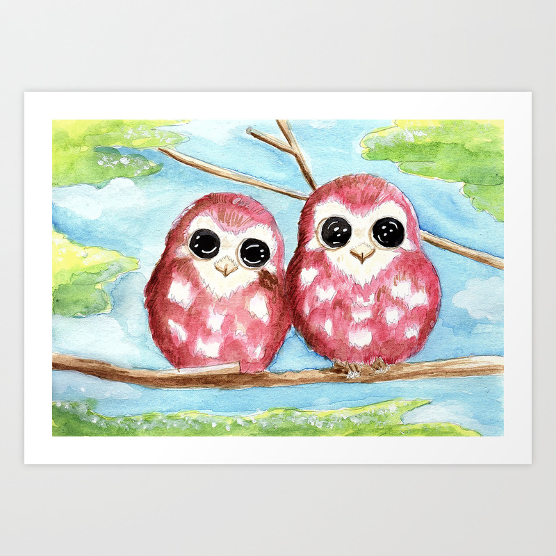 Cute Owls Art Print By Alanawilliamson Society6