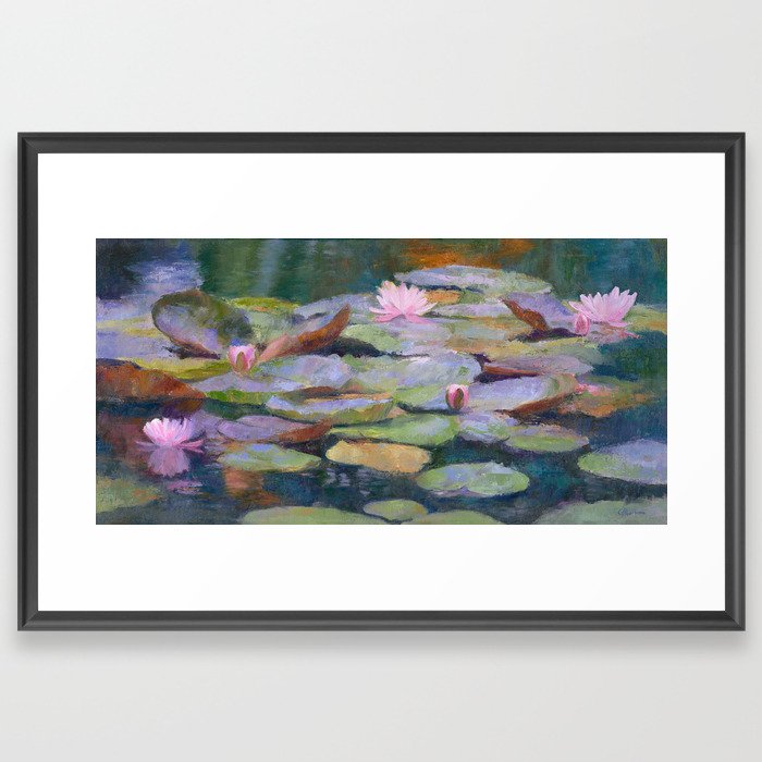 Pink Water Lily Reflection Framed Art Print