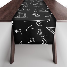 Mathematics nerdy in black Table Runner