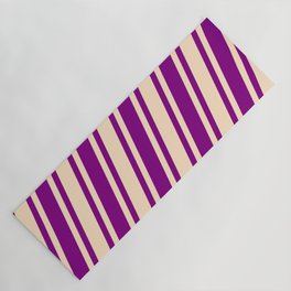 [ Thumbnail: Purple & Bisque Colored Striped/Lined Pattern Yoga Mat ]