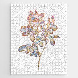 Floral Twin White Rose Mosaic on White Jigsaw Puzzle