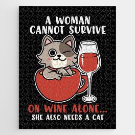 Funny Cat And Wine Saying Womens Jigsaw Puzzle