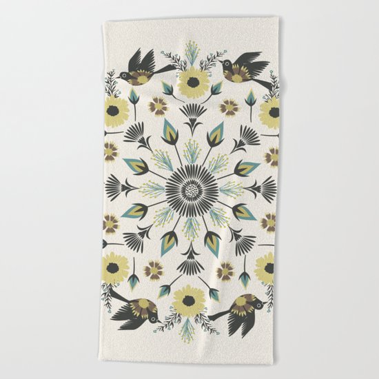 Blackbird Floral Mandala Beach Towel