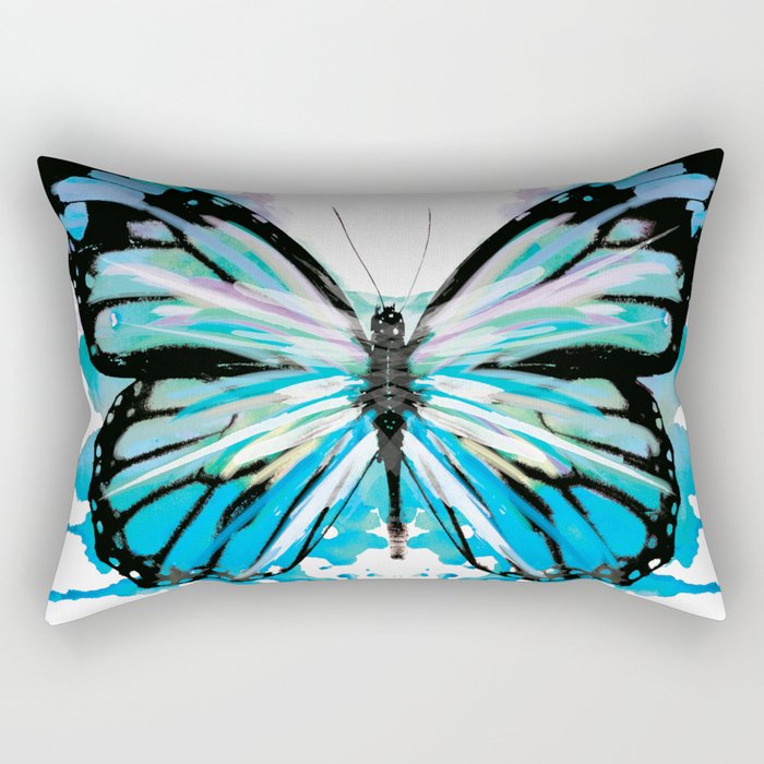 Watercolour Hues Butterfly in Blue Rectangular Pillow