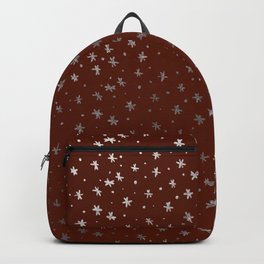 Snowflakes and dots - red and silver Backpack
