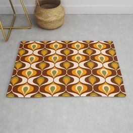 Retro 70s ovals op-art pattern brown, orange Area & Throw Rug
