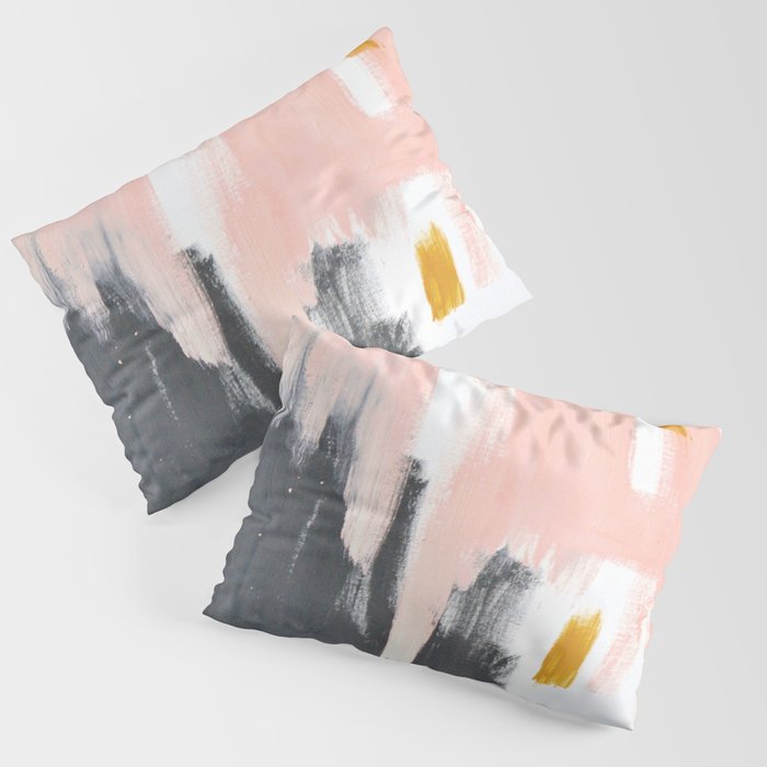 Gray and pink abstract Pillow Sham