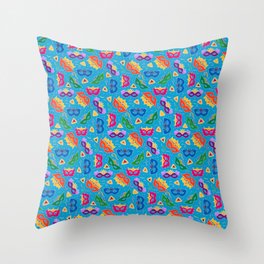 Purim Party on Blue Throw Pillow
