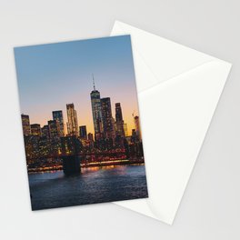 Manhattan, New York, City Sunset Skyline Stationery Card