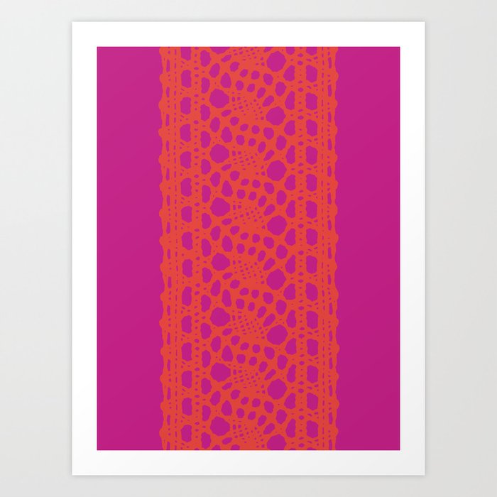 Lace in orange and pink Art Print