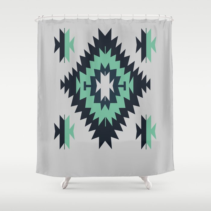 Santa Fe Southwestern Native Indian Tribal Geometric Pattern Shower Curtain