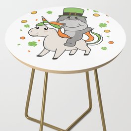 Hippo With Unicorn St. Patrick's Day Ireland Side Table