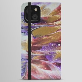 Gold Tipped Wing Marbled Pour Art iPhone Wallet Case