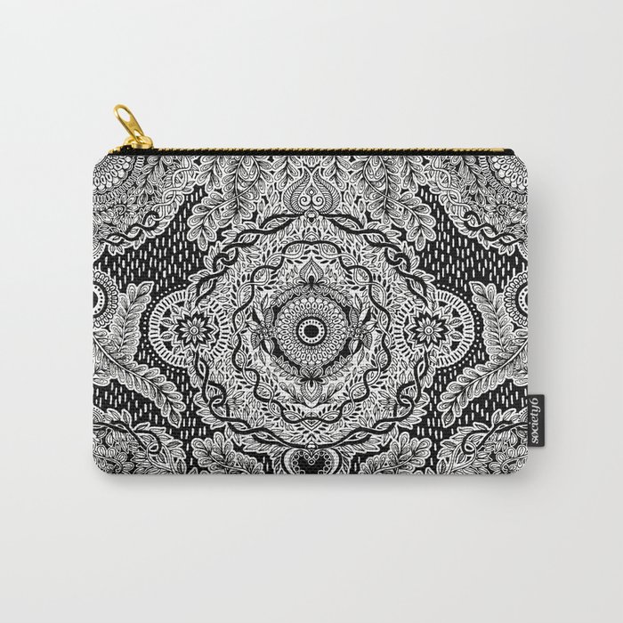 Rain in the Garden - black and white Carry-All Pouch
