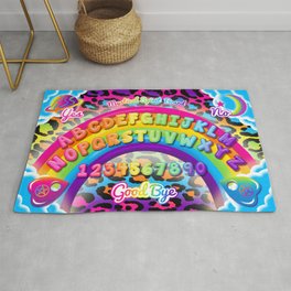 1997 Neon Rainbow Spirit Board Rug | Satanic, Witchcraft, Digital, Witchboard, Rainbow, Curated, Graphicdesign, Witch, Devil, 90S 
