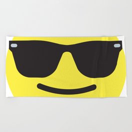 Smiling Sunglasses Face Emoji Beach Towel