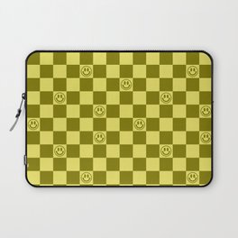 Yellow/Olive Color Smiley Face Checkerboard Laptop Sleeve
