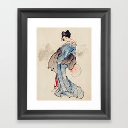 Katsushika Hokusai - Wearing Kimono with Check Design Framed Art Print