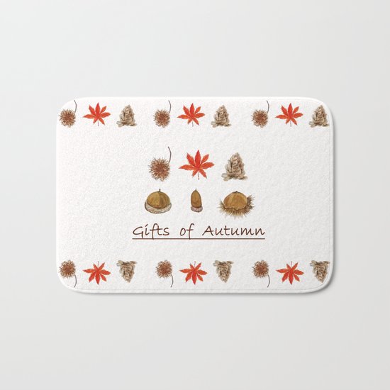 Gift of autumn watercolor painting Bath Mat