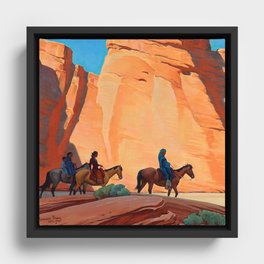 “Navajos in a Canyon” by Maynard Dixon Framed Canvas