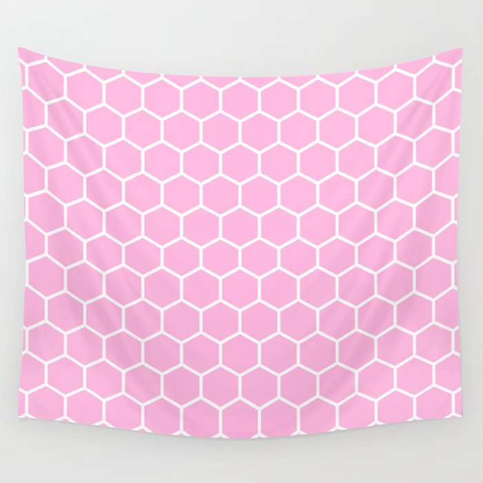 Honeycomb (White & Pink Pattern) Wall Tapestry