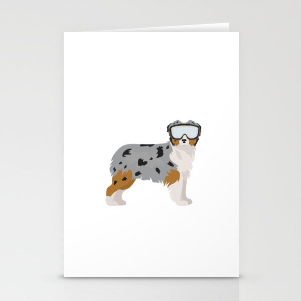 Aussie wearing snow goggles Stationery Cards