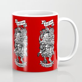 Season's Beatings - Krampus - Lino Print Coffee Mug