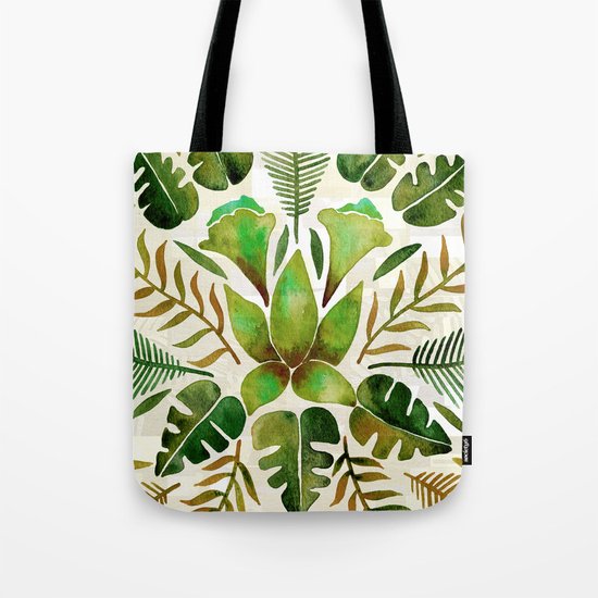 Tropical Symmetry – Olive Green Tote Bag